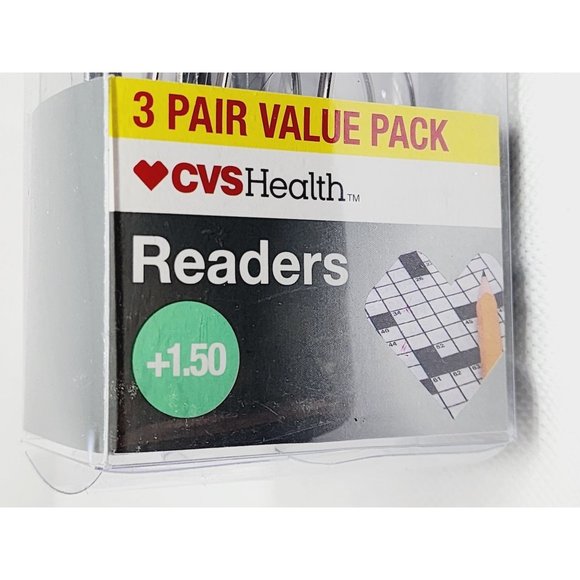 2019 CVS Health 3 Pair Value Pack +1.50 Jacob 2.0 Gun Metal Gray Readers Reading - Picture 11 of 16